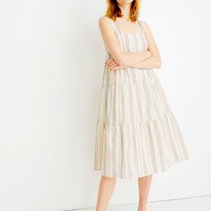Madewell cotton striped sleeveless‎ dress multicolor cream with button back US 8